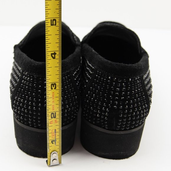 Donald J Pliner Rio Loafers Crystal Embellished Chunky Suede Shoes Black SIze 6 - Picture 7 of 8